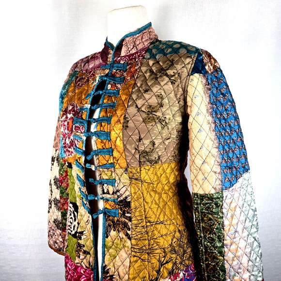 Sacred Threads Patchwork Quilted Jacket Women's S/M Boho Hippie Artsy Color NEW - Picture 2 of 9